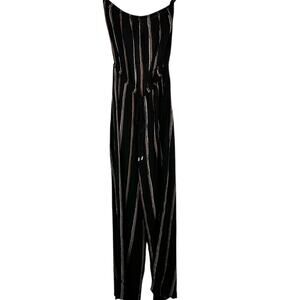 Elan Black With Brown & White Stripes Jumpsuit Medium